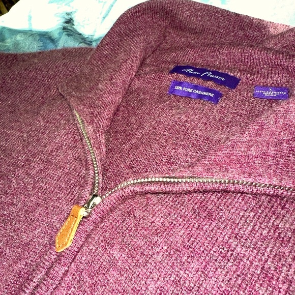 100% Pure Cashmere Men’s Alan Flusser Size Large Half Zip Sweater - Picture 2 of 5